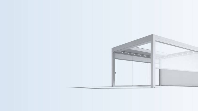 Pergola bioclimatica Gibus con vetrate scorrevoli